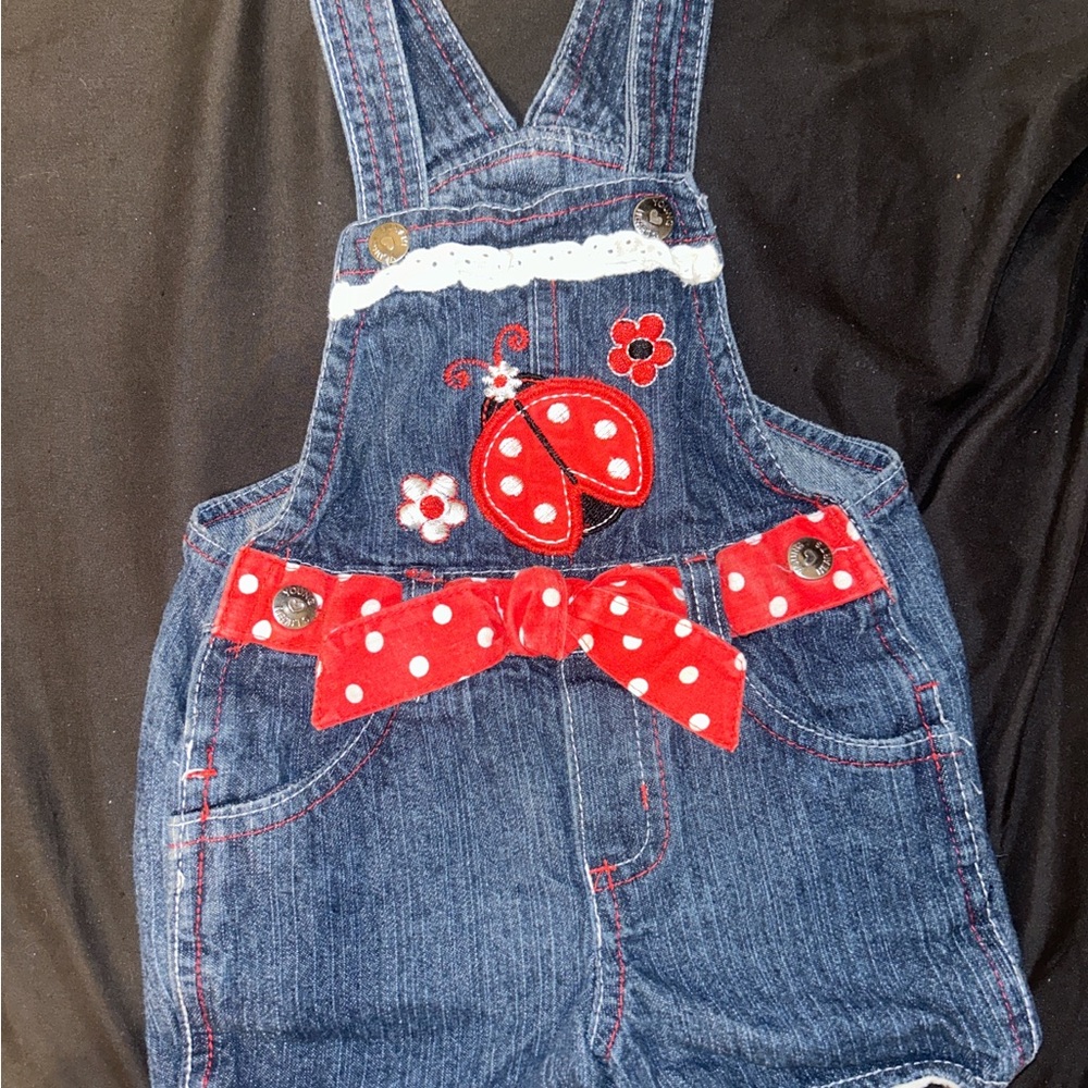 Denim Ladybug Overalls for Kids